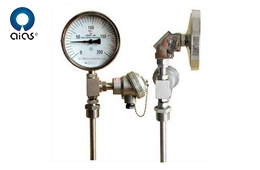 Bimetal thermometer with thermocouple/thermal resistance